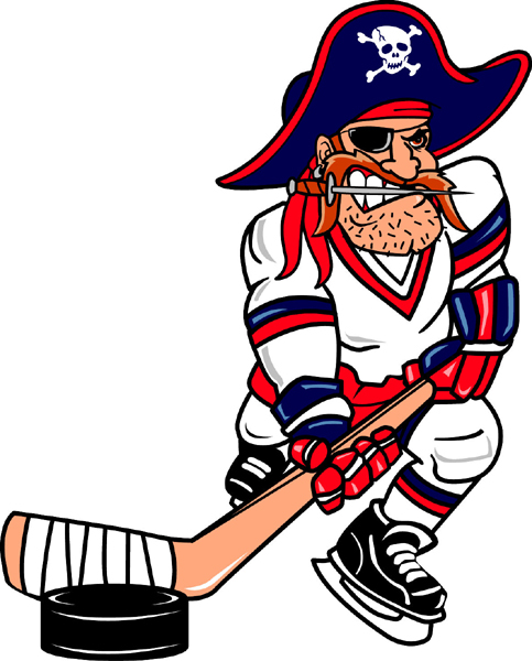 Pirate hockey player team mascot color vinyl sports sticker. Make it your own! Pirate Hockey